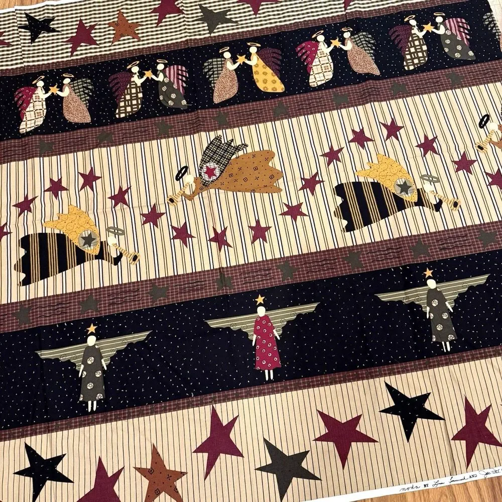 Vtg Moda ANGEL Stripe Cotton Fabric Quilt Bundle Moda Barmmock & Patak Xmas
